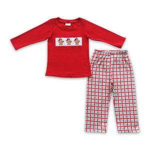 BLP0202 RTS toddler boy clothes  embroidery boy christmas outfit