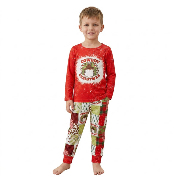 RTS BLP0375 baby boy clothes cowboy santa christmas print long sleeve jogger pant outfit