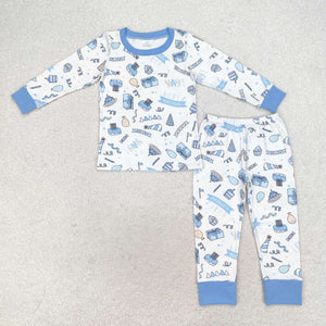 BLP0470 RTS 12-18M to 7-8T toddler boy clothes happy birthday boy winter pajamas outfit