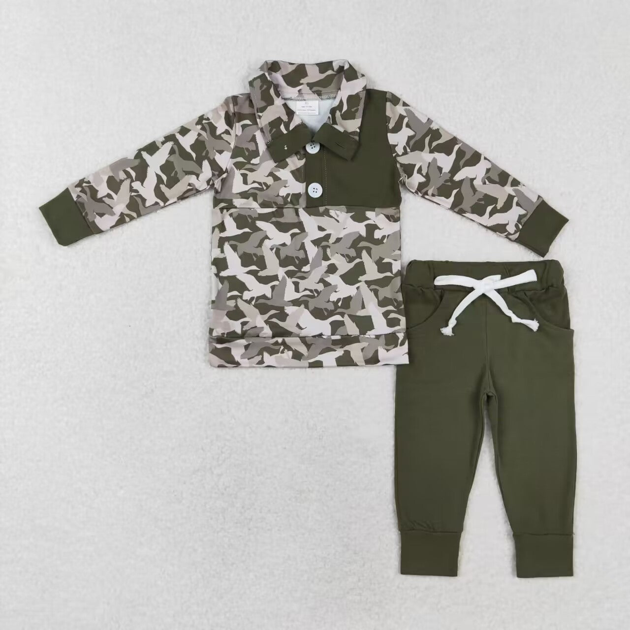 BLP0493 RTS 3-6M to 7-8T toddler boy clothes green camouflage boy winter outfit