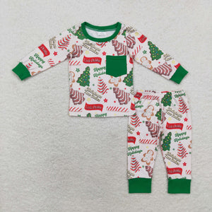 BLP0506 RTS toddler boy clothes xmas tree boy christmas winter pajamas outfit