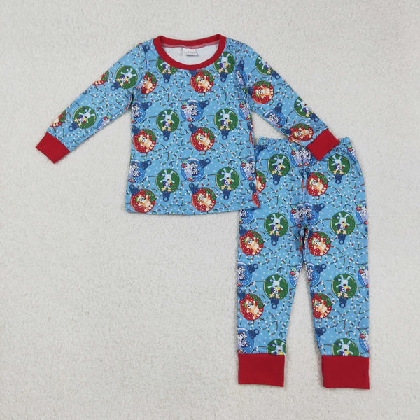 BLP0638 RTS boy clothes cartoon dog boy christmas winter pajamas set