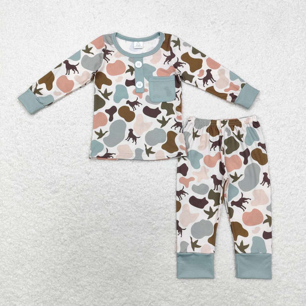 RTS Matching clothing animal camo mixed print kid long sleeve romper top pant fall clothing-2026.9.28