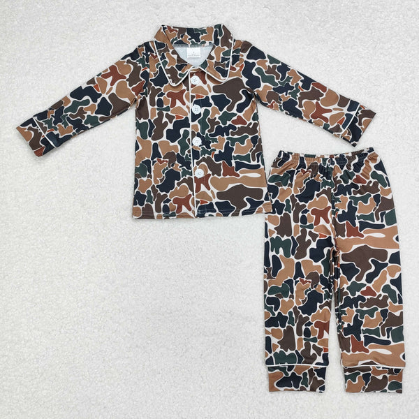 BLP0704  RTS toddler boy clothes camo boy winter pajamas set