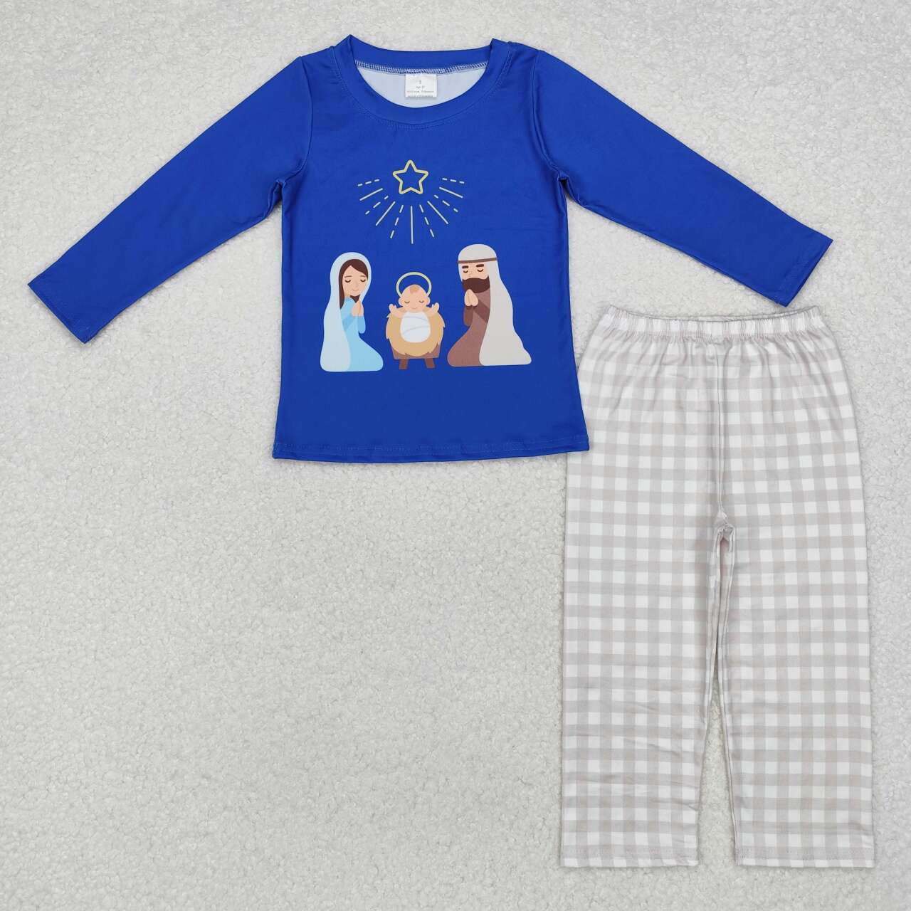 BLP0723 RTS baby boy clothes jesus boy christmas pajamas set winter pajamas set