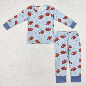 BLP0740 RTS toddler boy clothes rugby football boy winter pajamas set-bamboo