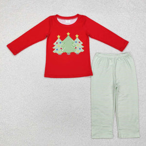 BLP0773 RTS toddler boy clothes xmas tree boy christmas winter set