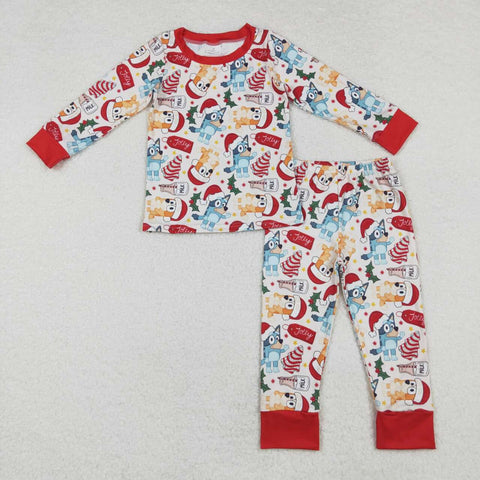 BLP0821 RTS baby boy clothes cartoon dog boy christmas pajamas set