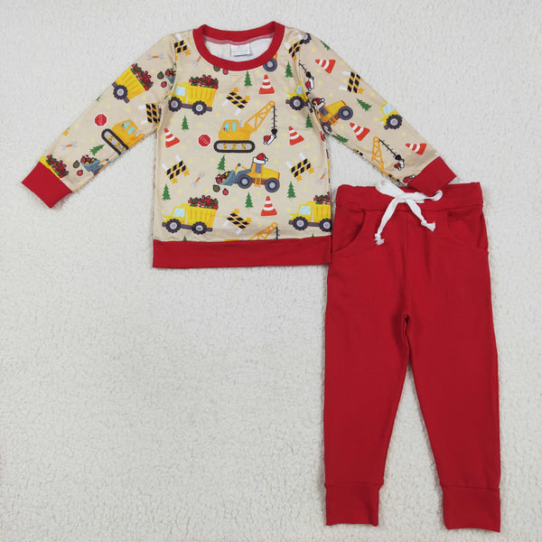 RTS kids matching clothing  truck print clothing boy christmas winter clothing-2025.8.12