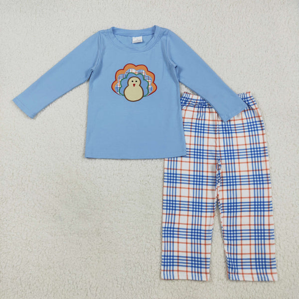 RTS kids matching clothing embroidered turkey print clothing baby thanksgiving winter clothing-2025.7.18