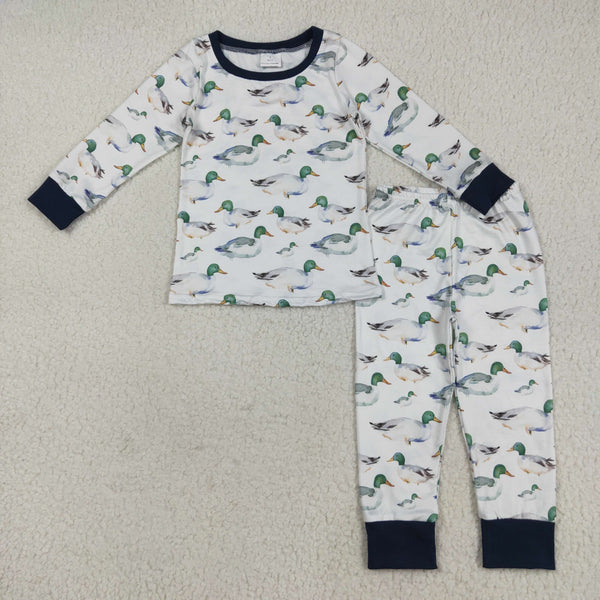 BLP1121 RTS toddler boy clothes mallard boy winter pajamas set