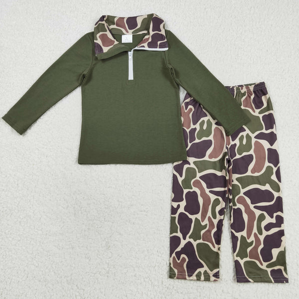 BLP1138 RTS boy clothes camouflage green boy pullover winter set