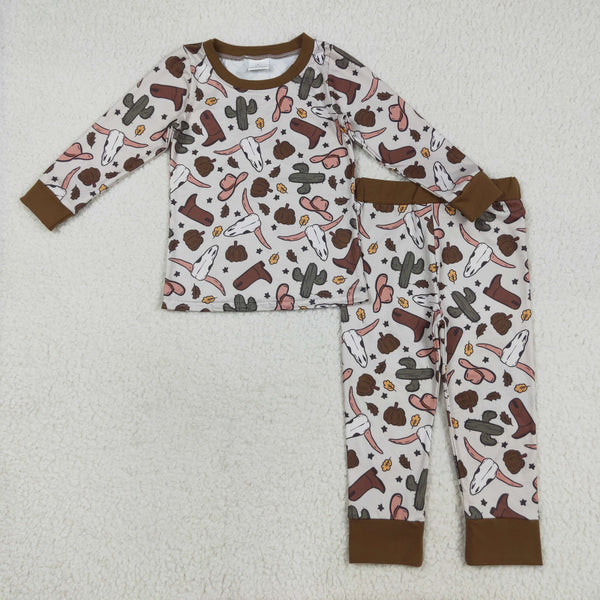 BLP1141 RTS toddler boy clothes cowboy boy  winter pajamas set