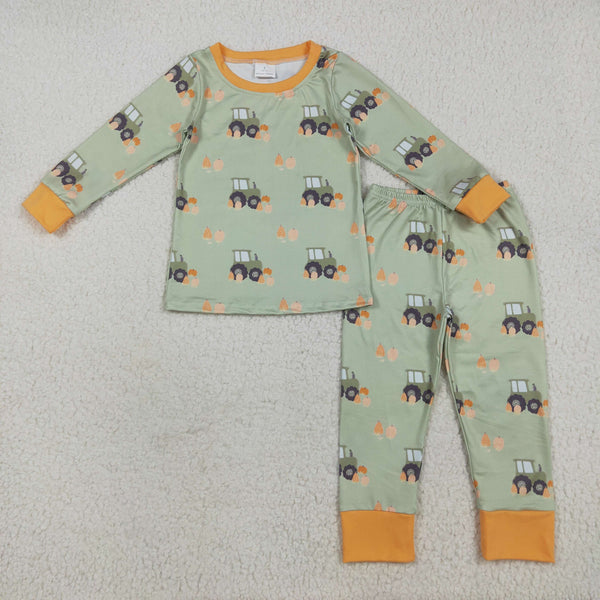 BLP1142 RTS boy clothes pumpkin boy  winter pajamas set