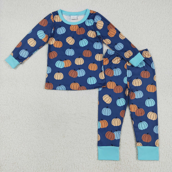 BLP1153 RTS toddler boy clothes pumpkin boy halloween pajamas set