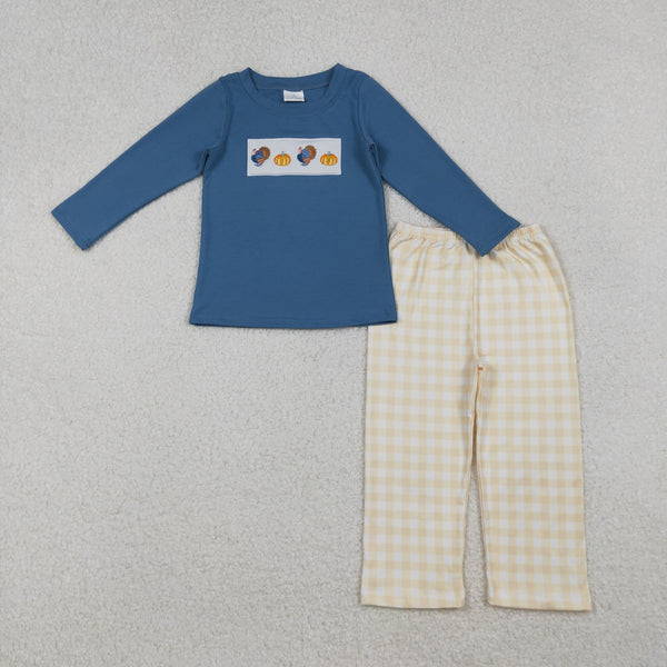 RTS kids matching clothing embroidered turkey print clothing baby thanksgiving winter clothing-2025.10.17