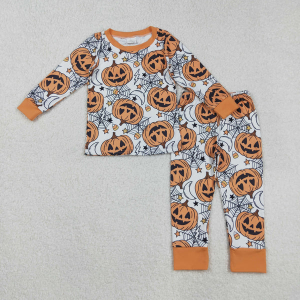 BLP1210 RTS  toddler boy clothes pumpkin print boy halloween pajamas winter set