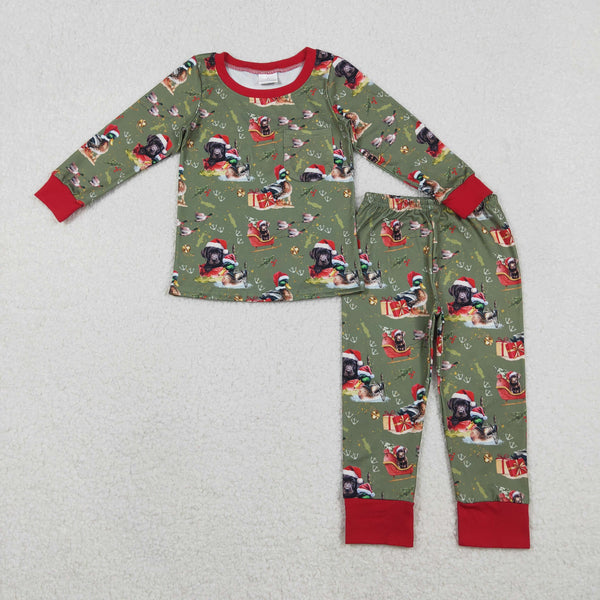 BLP1213 RTS toddler boy clothes  hunting print boy christmas pajamas winter set