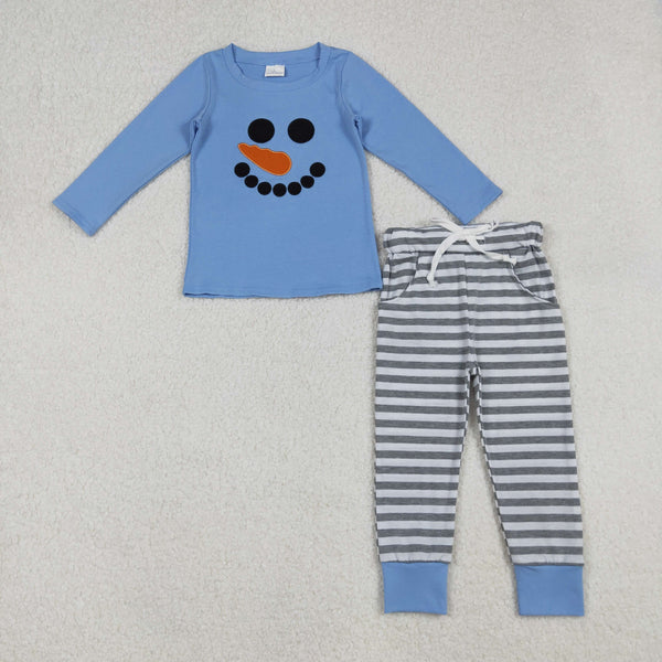BLP1231 RTS boy clothes snowman boy winter embroidery outfit