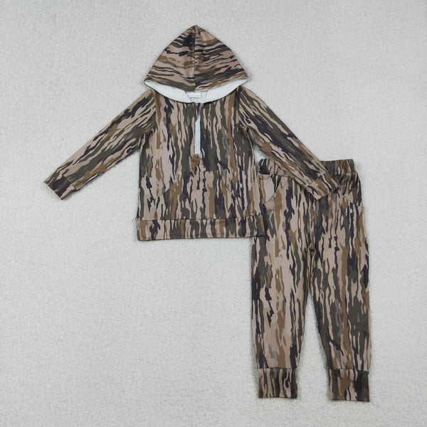 BLP1264 RTS kids boy winter outfit camo winter hoodies pants set clothes wholesale