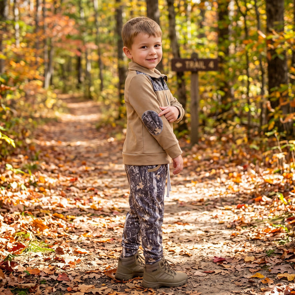 RTS BLP1446 kids boy clothes khaki leaves boy winter outfit pants set