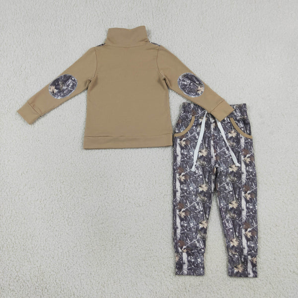 RTS BLP1446 kids boy clothes khaki leaves boy winter outfit pants set