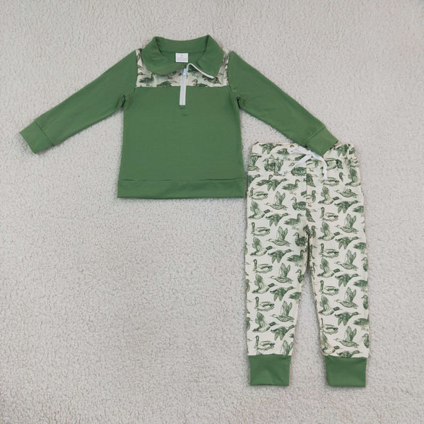 RTS BLP1449 kids boy clothes green fish girl winter outfit pants set