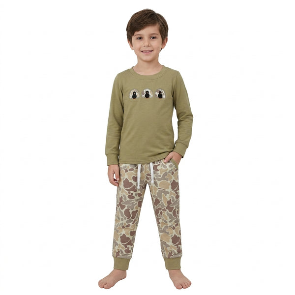 RTS BLP1474 toddler boy clothes turkey embroidery long sleeve outfit thanksging clothing winter outfit
