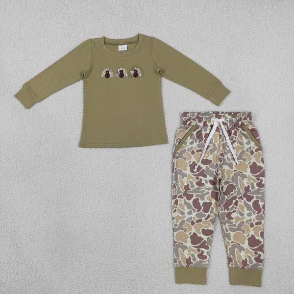 RTS BLP1474 toddler boy clothes turkey embroidery long sleeve outfit thanksging clothing winter outfit
