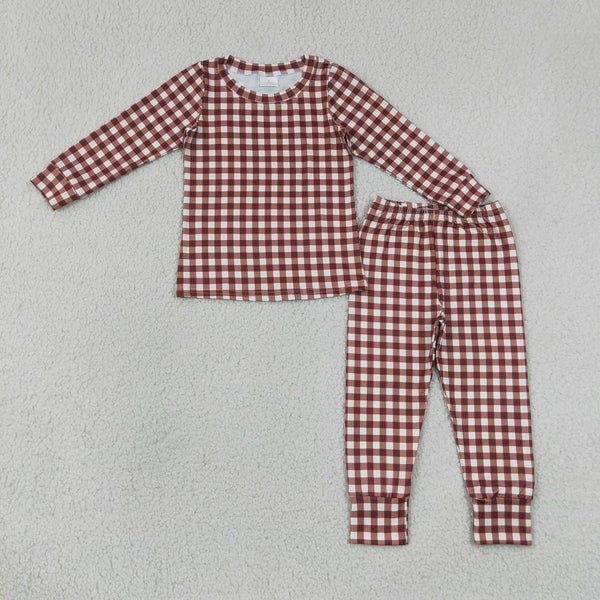 RTS BLP1478 toddler boy clothes Plaid boy winter outfit pants set pajamas set