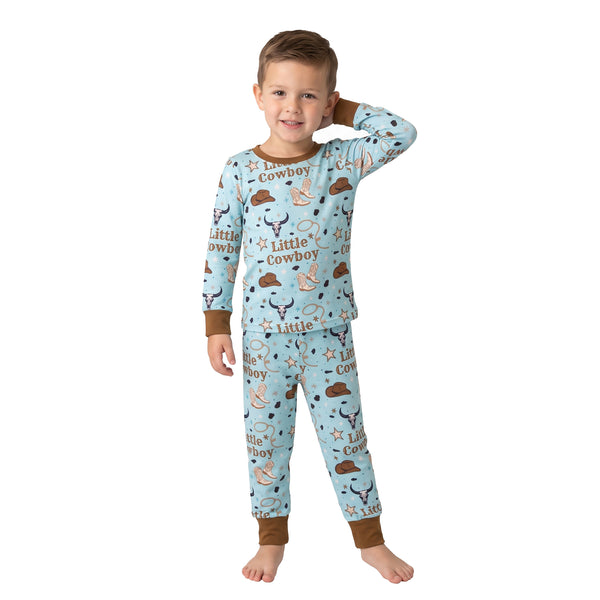 RTS BLP1485 baby boy clothes cowboys print long sleeve pant outfit western clothes pajamas set