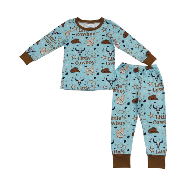 RTS BLP1485 baby boy clothes cowboys print long sleeve pant outfit western clothes pajamas set