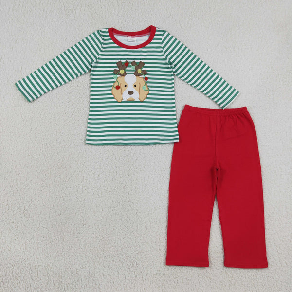 RTS Matching clothing christmas dog reindeer print kid long sleeve romper top pant fall clothing-2026.9.22