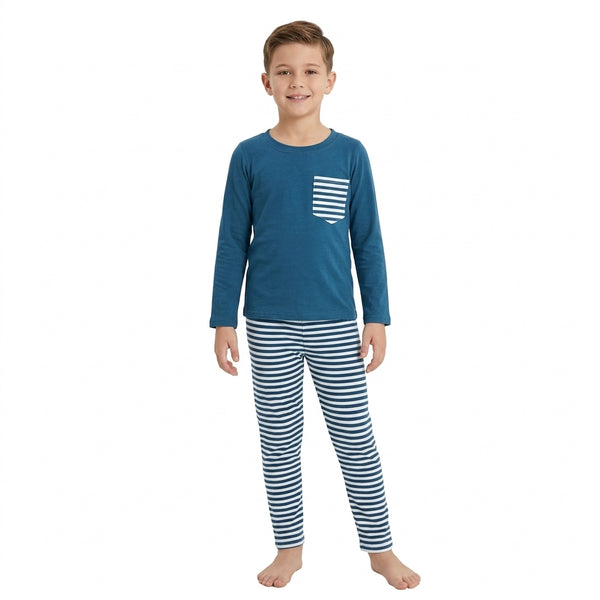 RTS BLP1512 stripe bundle toddler boy clothes solid pocket long sleeve pants outfit