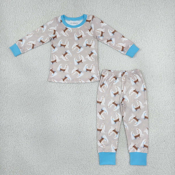 RTS BLP1535 toddler boy clothes horse print long sleeve outfit