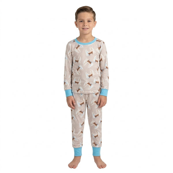 RTS BLP1535 toddler boy clothes horse print long sleeve outfit