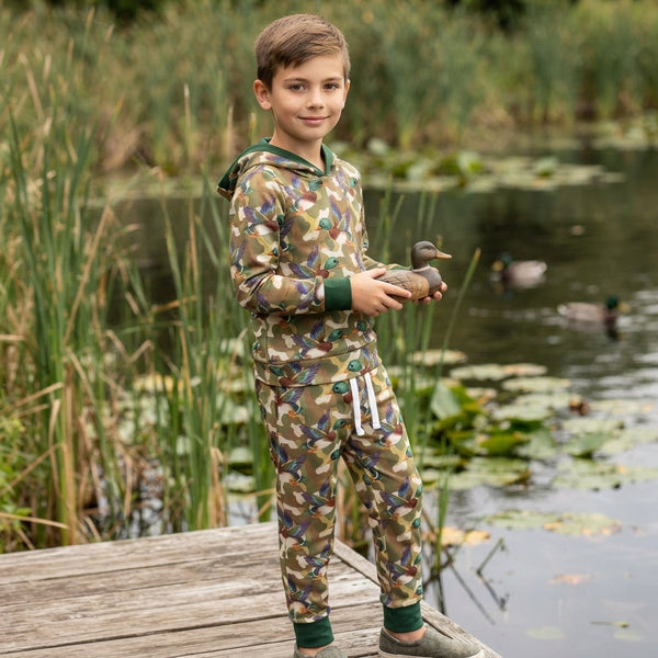 RTS BLP1543 baby boy clothes green camo duck long sleeve hoodies winter pants set