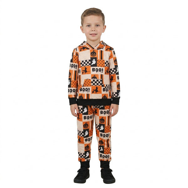 RTS BLP1544 baby boy clothes halloween check ghost print long sleeve hoodies outfit