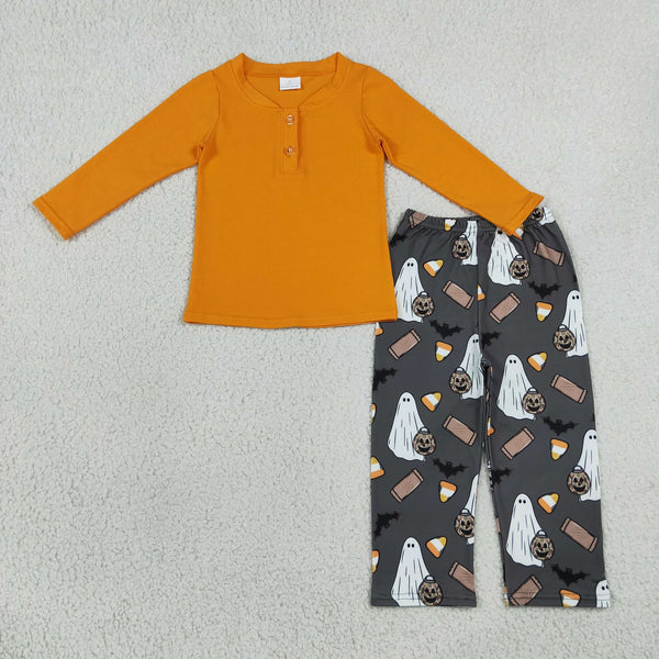 RTS Matching clothing halloween ghost print kid long sleeve hooded pant fall clothing-2026.9.14