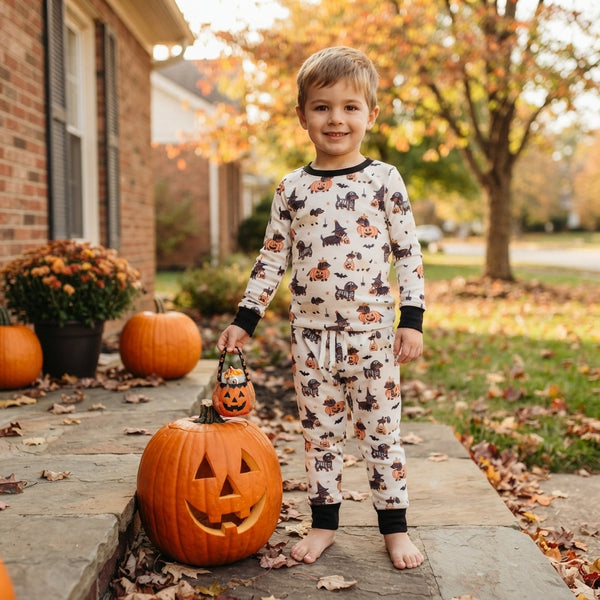 RTS BLP1548 baby boy clothes halloween animal mixed print long sleeve top pant outfit