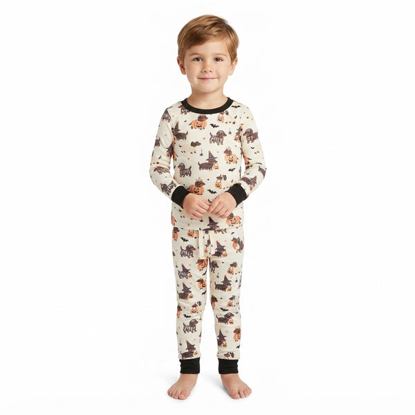 RTS BLP1548 baby boy clothes halloween animal mixed print long sleeve top pant outfit
