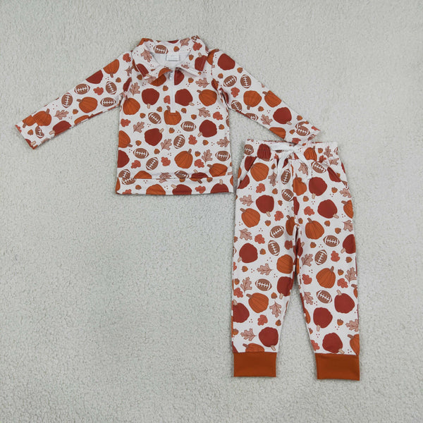 RTS BLP1573  bundle baby boy clothes fall football print long sleeve pant outfit