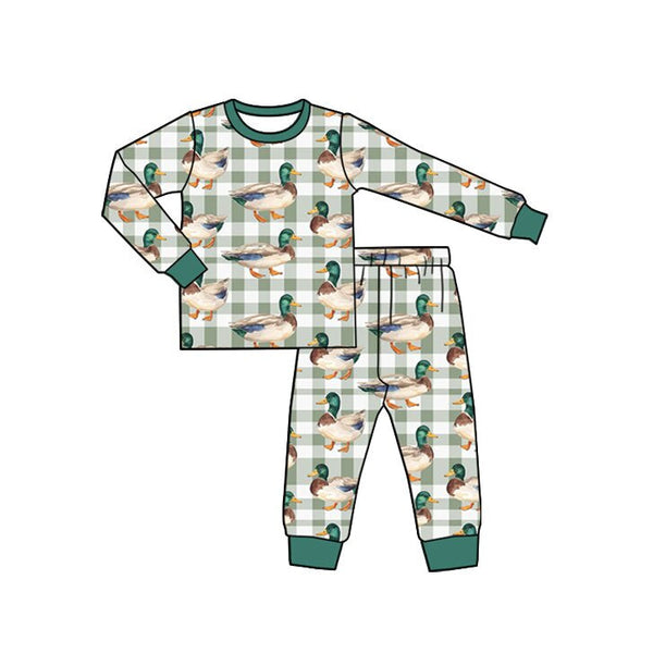 Preorder MOQ 5 pcs Each Style Mallard Ducks Plaid Kids Matching Clothes-2026.8.26