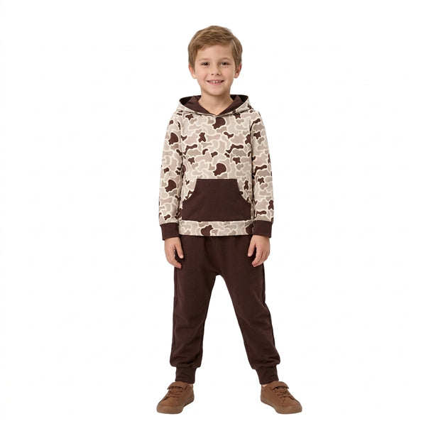 RTS BLP1598 toddler boy clothes camo print long sleeve hooded outfit