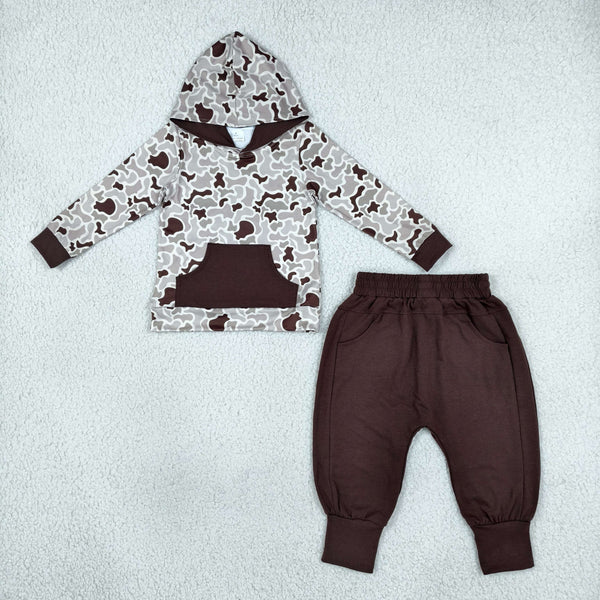 RTS BLP1598 toddler boy clothes camo print long sleeve hooded outfit