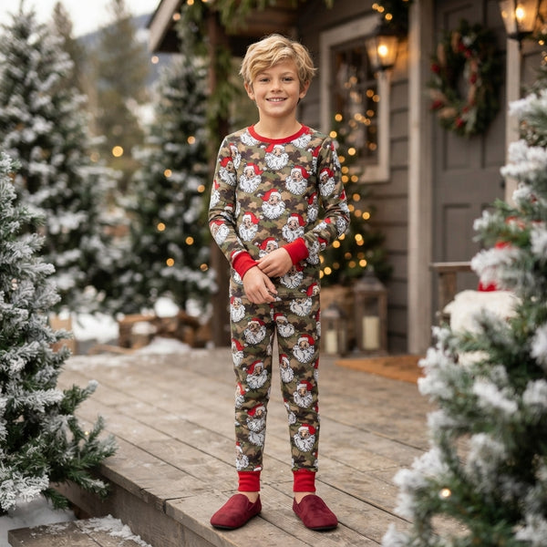 RTS BLP1600 toddler boy clothes Christmas santa print long sleeve outfit pajamas set