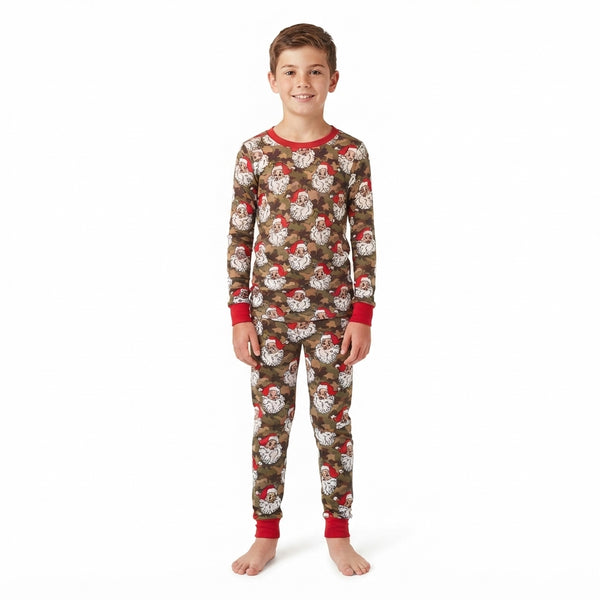 RTS BLP1600 toddler boy clothes Christmas santa print long sleeve outfit pajamas set