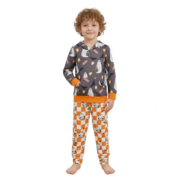 RTS BLP1607 baby boy clothes ice cream checkered print long sleeve hoodie pant outfit