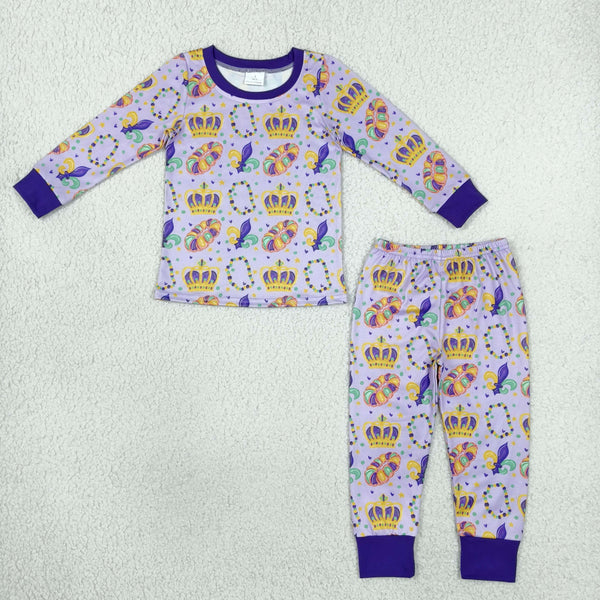 RTS Matching clothing kids Mardi Gras crown print long sleeve clothes-2026.10.27
