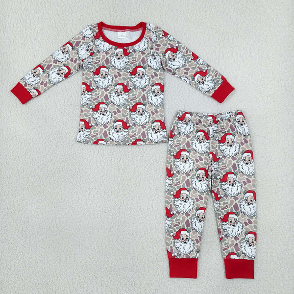 RTS BLP1613 santa christmas print toddler boy clothes long sleeve pants outfit Christmas pajamas set